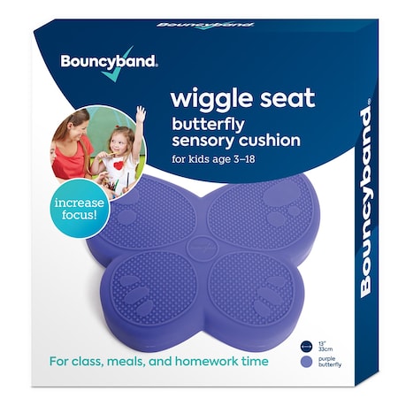 Bouncybands Wiggle Seat Sensory Cushion, Purple Butterfly WSSBUPU
